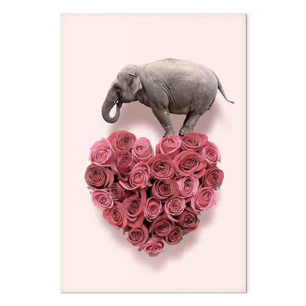 Quadro - Elephant Lover (1-part) - Elephant Amid Pink Flowers