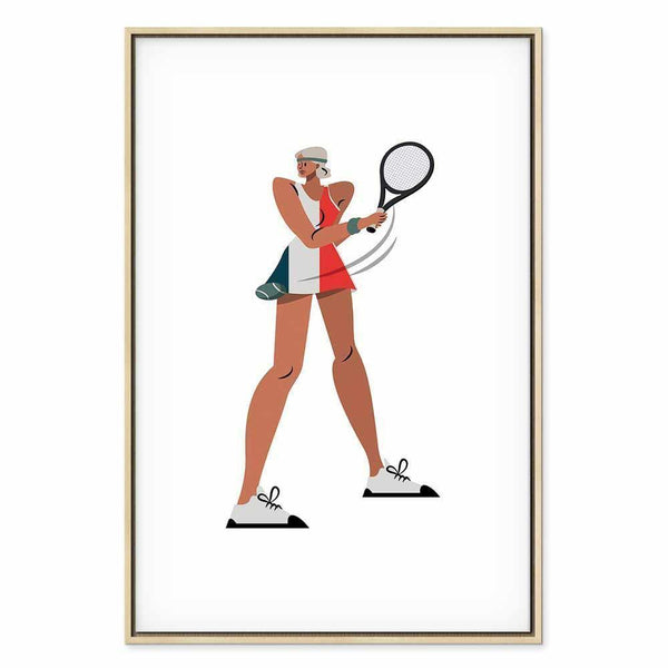 Quadro - Tennis Player With a Racket on a Light Background - Illustration