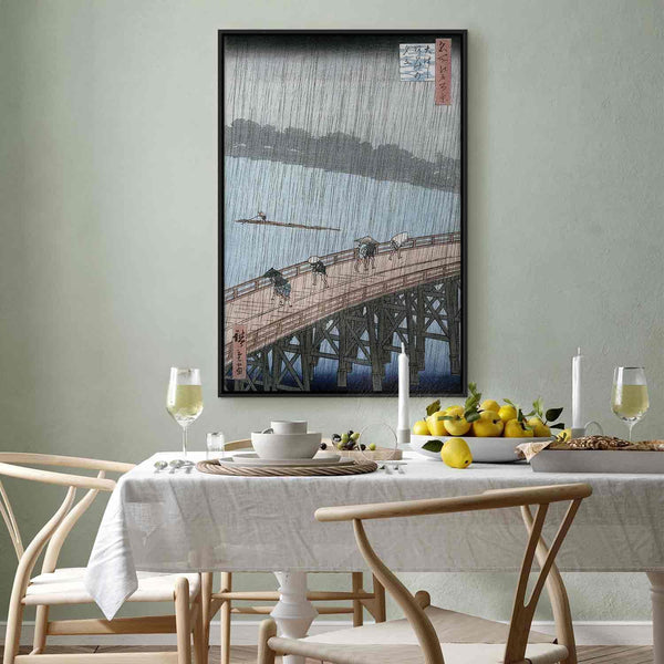 Quadro - Utagawa Hiroshige – Sudden Shower over Shin-Ohashi Bridge and Atake