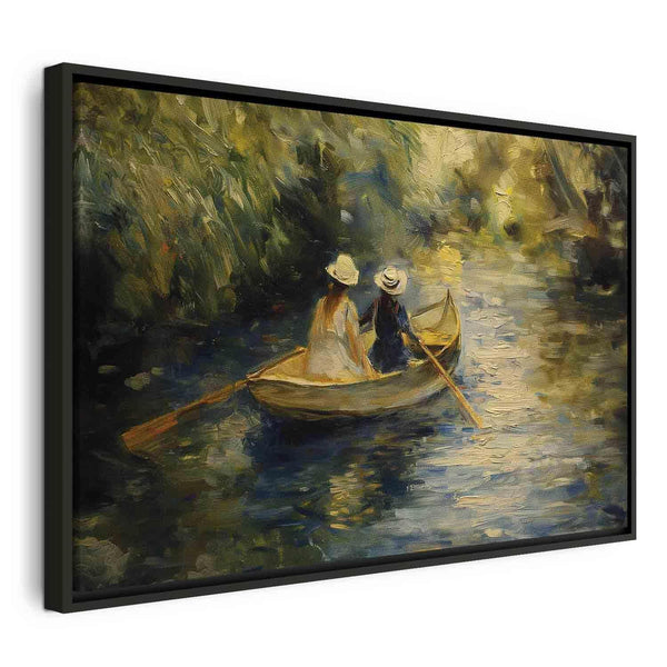Quadro - Boat crossing - painting of two women sailing a boat on a river