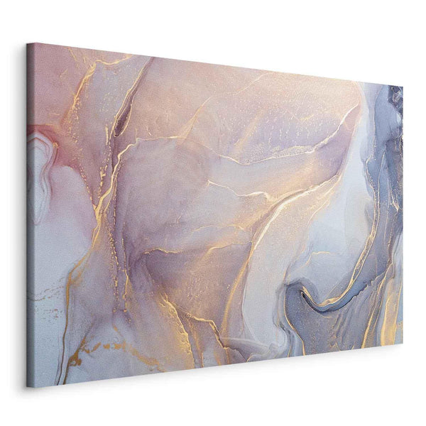 Quadro - Pink and blue marble - abstract watercolour with gold accents
