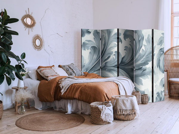 Paravento - Stone Baroque Ornaments in Light Shades of Gray and Blue