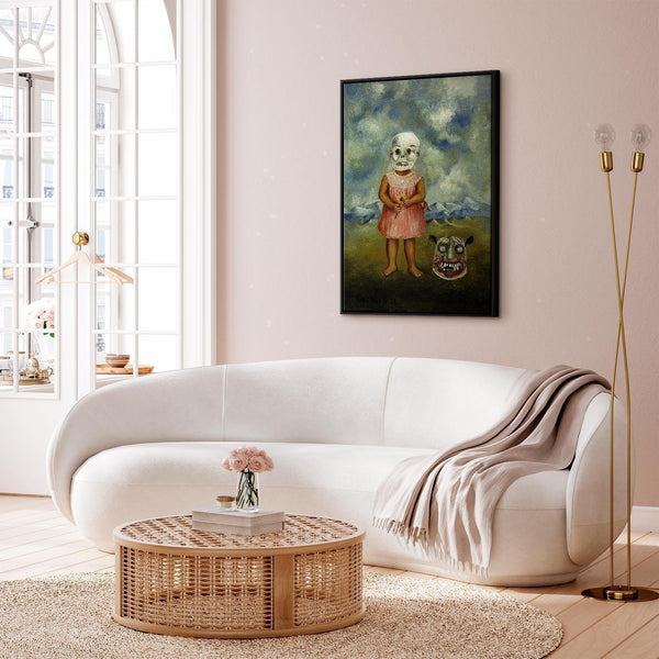 Quadro - Frida Kahlo – Girl with Death Mask (She Plays Alone)