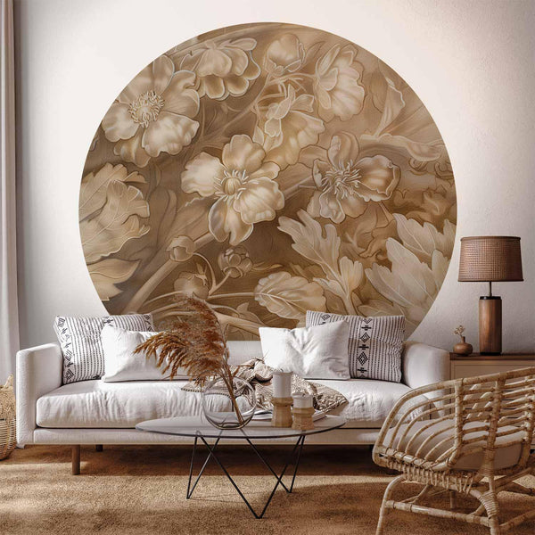 Carta da parati rotonda - Carved plant and flower ornaments