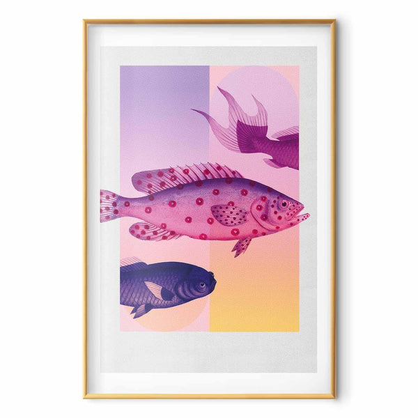 Poster - Fantastic Fish - artistic illustration of fish on a colorful background