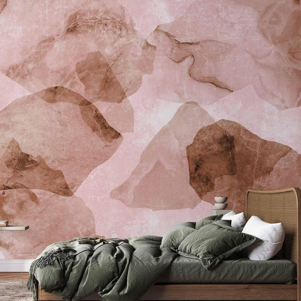 Carta da parati - Pink terrazzo - minimalist background in marble watercolour pattern