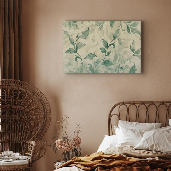 Quadro - Watercolor Botanical Motif Delicate Green-Beige Leaves