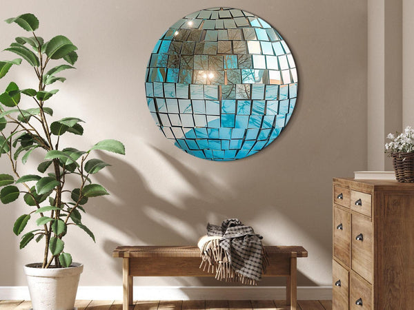 Quadro rotondo - Sky blue disco ball
