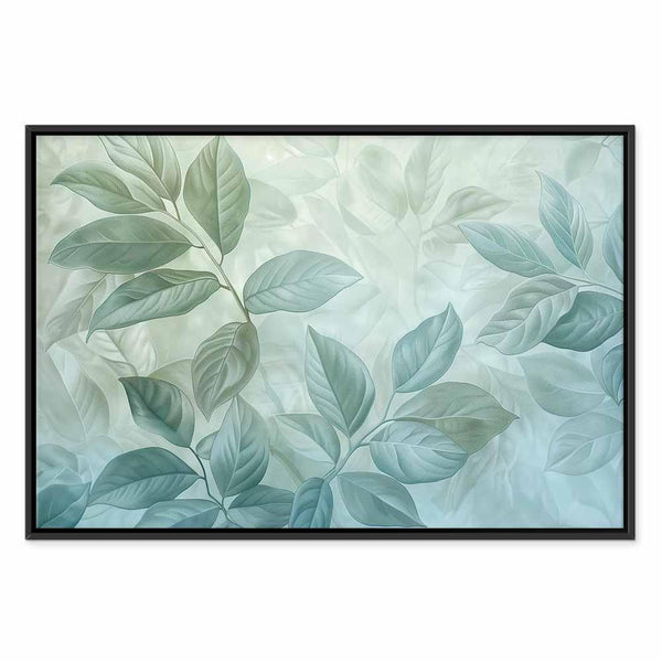 Quadro - Large Leaves in Shades of Green-Mint: Botanical Motif