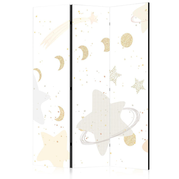 Paravento - Fairy-Tale Galaxy - Moon Phases in Shades of Yellow Among Stars in Beige and Ash Colors with Stardust