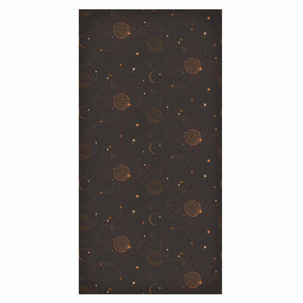 Tappezzeria murale - Night Sky - Artistic Composition of Suns and Planets on a Black Background