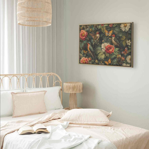 Quadro - Flowers, birds and butterflies – vintage-style illustration