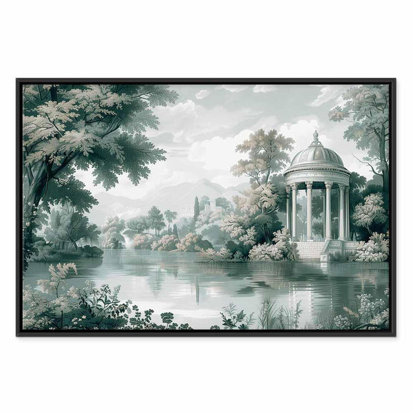 Quadro - View of the Park and Lake Retro Vintage Landscape in Greens