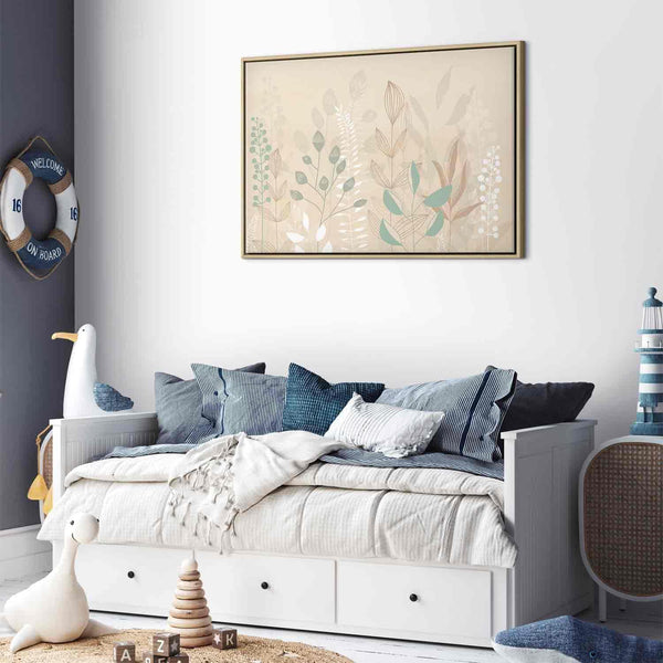 Quadro - Morning in the Meadow - Various Pastel Plants on a Beige Background