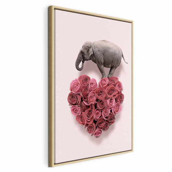 Quadro - Elephant Lover (1-part) - Elephant Amid Pink Flowers
