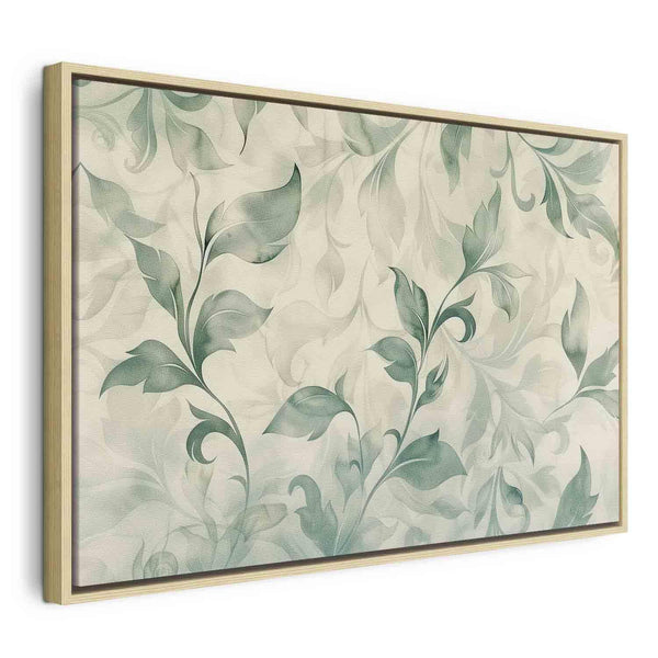 Quadro - Watercolor Botanical Motif Delicate Green-Beige Leaves