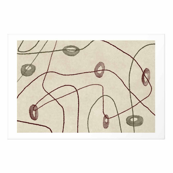 Poster - Lines and Shapes - a bead labyrinth on a pale, worn background