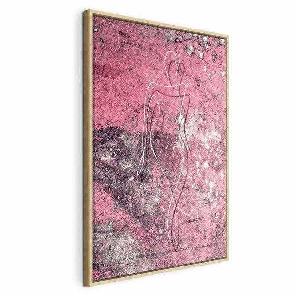 Quadro - Figure on Pink Background (1-part) - Female Silhouette in Marble