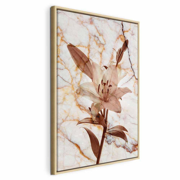 Quadro - Elegance of a Flower (1-part) - Delicate Lily on Marble in Sepia