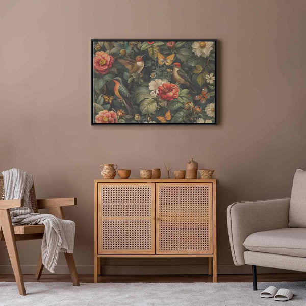 Quadro - Flowers, birds and butterflies – vintage-style illustration