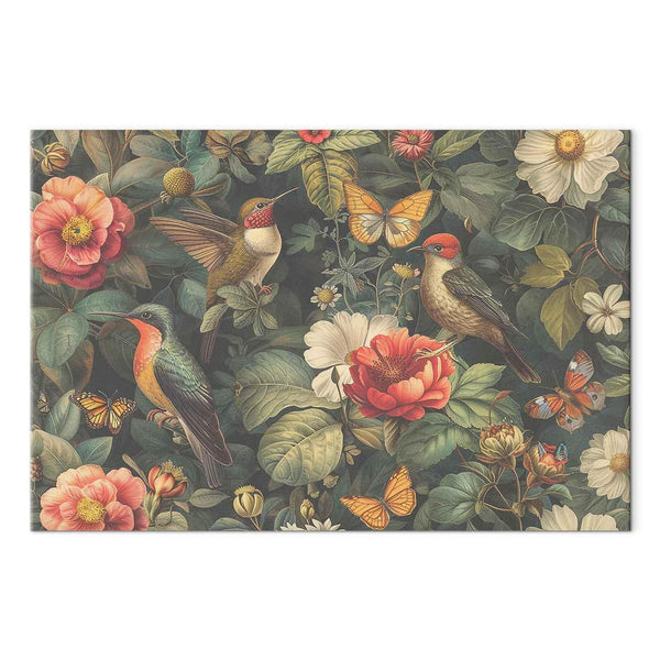 Quadro - Flowers, birds and butterflies – vintage-style illustration