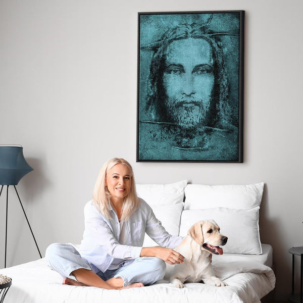 Quadro - Shroud of Turin in Turqoise (1 Part) Vertical