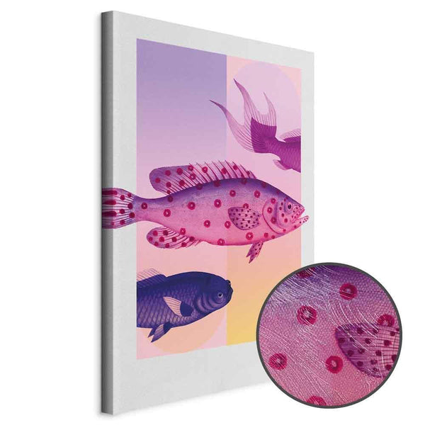Quadro - Fish in Pastels - Stylized Fish Against Gradient Shapes