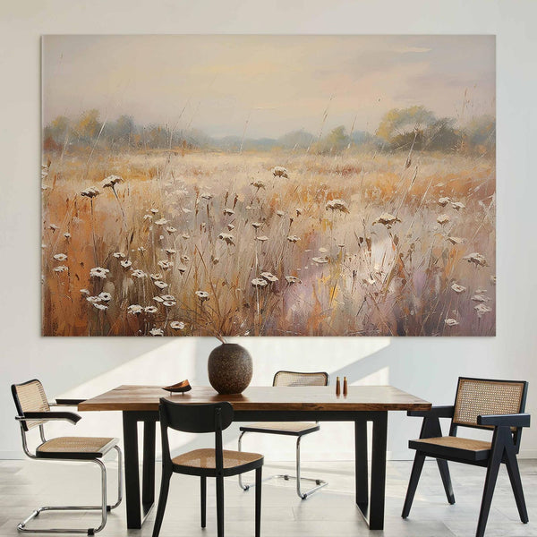 Quadro XXL - Impressionist meadow – field landscape in a pastel colour palette