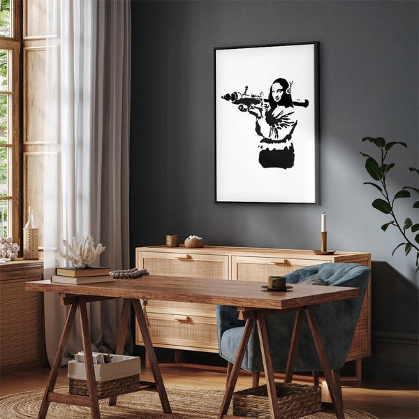 Quadro - Banksy Mona Lisa with Rocket Launcher (1 Part) Vertical