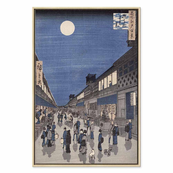 Quadro - Utagawa Hiroshige – Night time view of Saruwaka Street