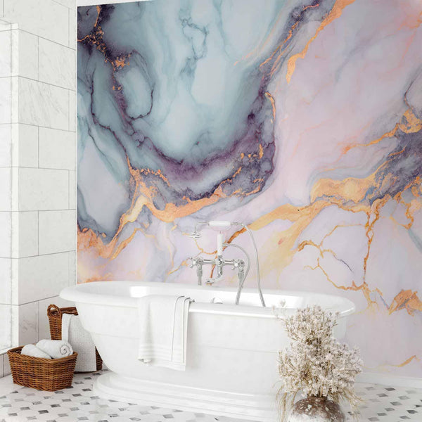 Carta da parati - Pastel Stones - Pink and Blue Marble-based Structures