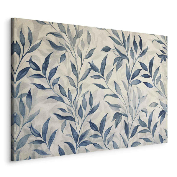 Quadro - Leaves in Blue Color Delicate Botanical Motif