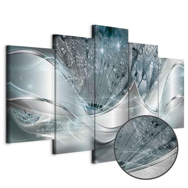 Quadro - Sparkling Dandelions (5 Parts) Blue Wide