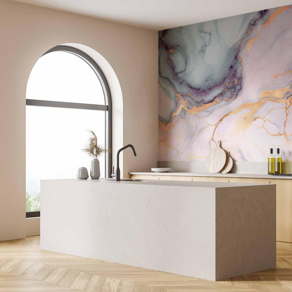 Carta da parati - Pastel Stones - Pink and Blue Marble-based Structures