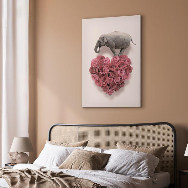 Quadro - Elephant Lover (1-part) - Elephant Amid Pink Flowers