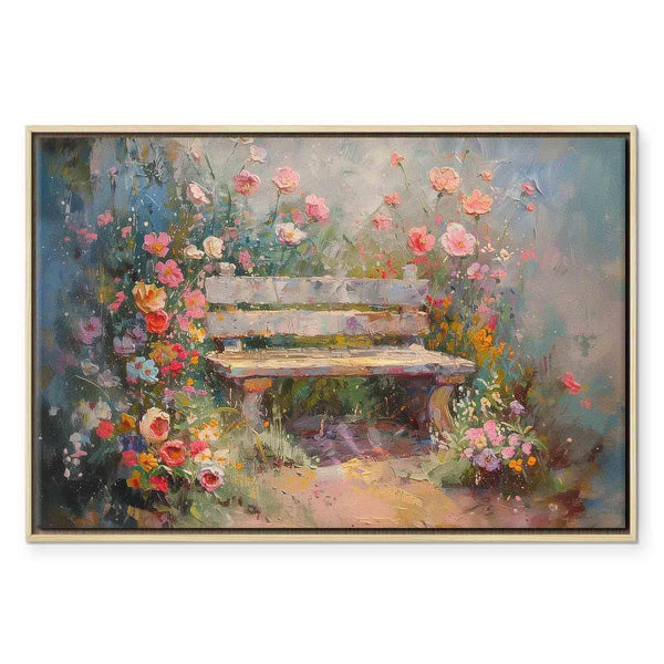 Quadro - Flowery bench - impressionist painting full of flowers