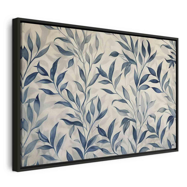 Quadro - Leaves in Blue Color Delicate Botanical Motif