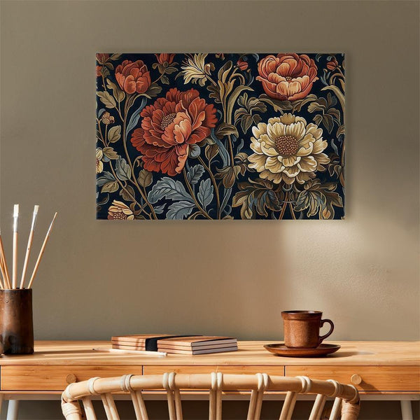 Quadro - Tapestry Large Flowers Retro Floral Motif in Kilim Style