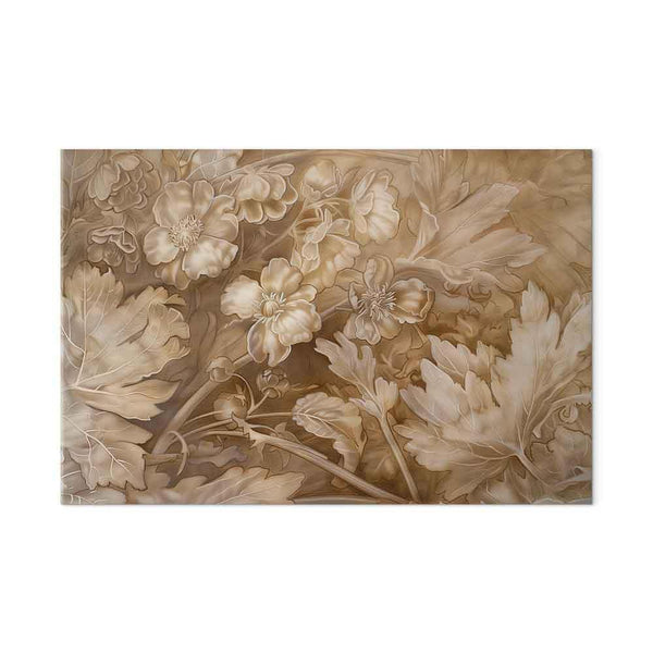 Quadro - Floral Ornaments Carved in Delicate Sepia and Brown Shades