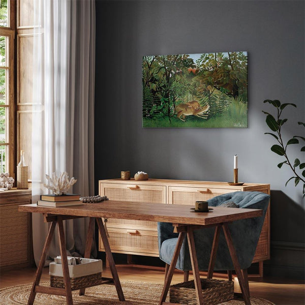 Quadro - Henri Rousseau – Le Lion ayant faim se jette sur l'Antilope