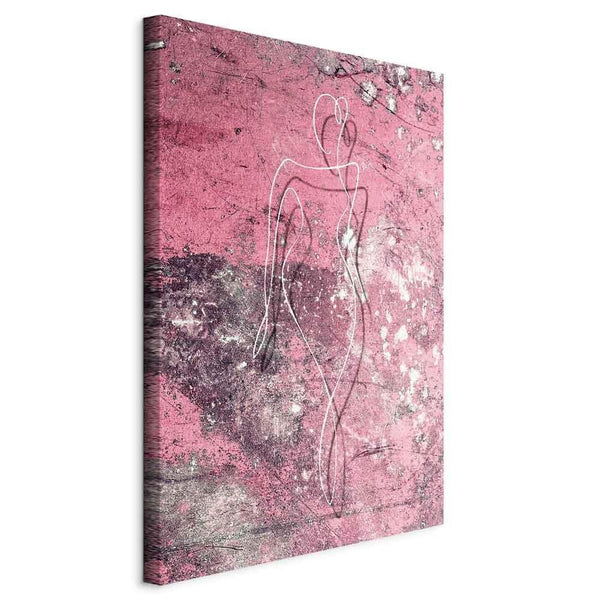 Quadro - Figure on Pink Background (1-part) - Female Silhouette in Marble