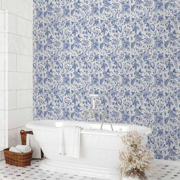 Tappezzeria murale - Illustration with blue flowers