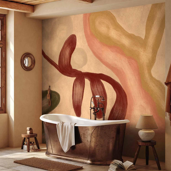 Carta da parati - Colorful shapes – worn-out figures in lime wash technique
