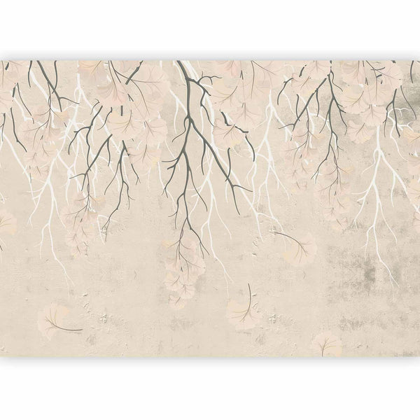 Carta da parati - Abstract falling leaves - subtle nature motif with branches
