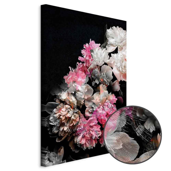 Quadro - Peony Charm (1-part) - Colorful Bouquet on Black Background