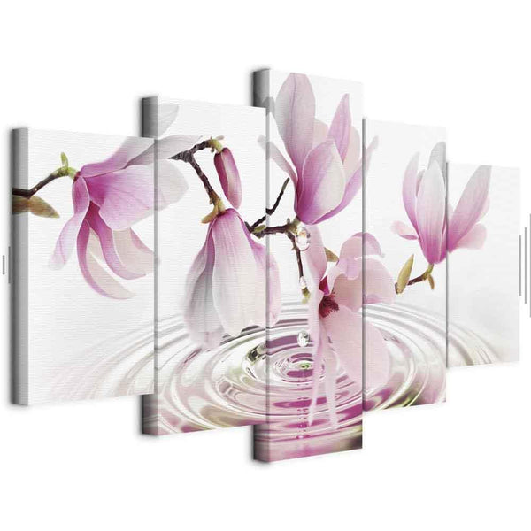 Quadro - Magnolias over Water (5 Parts) Wide Pink