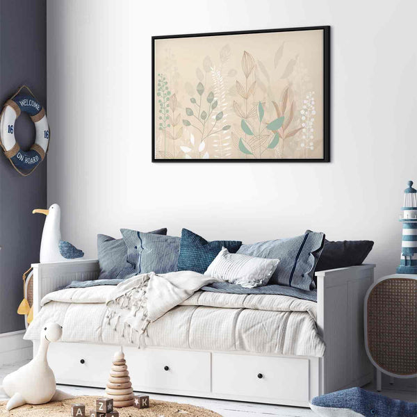 Quadro - Morning in the Meadow - Various Pastel Plants on a Beige Background
