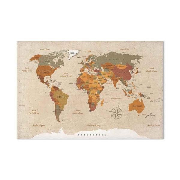 Quadro - World Map: Beige Chic