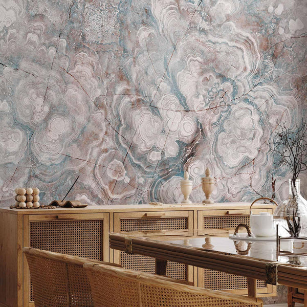 Carta da parati - Marble Flowers - Natural Stone Structures in Pastel Colours