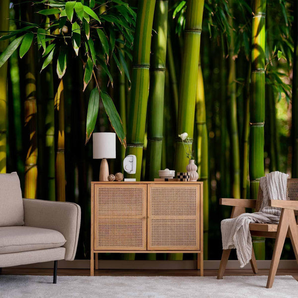 Carta da parati - Eucalyptus alley – bamboo grove in juicy green tone